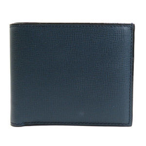 Valextra Bifold Wallet Leather Navy Men's